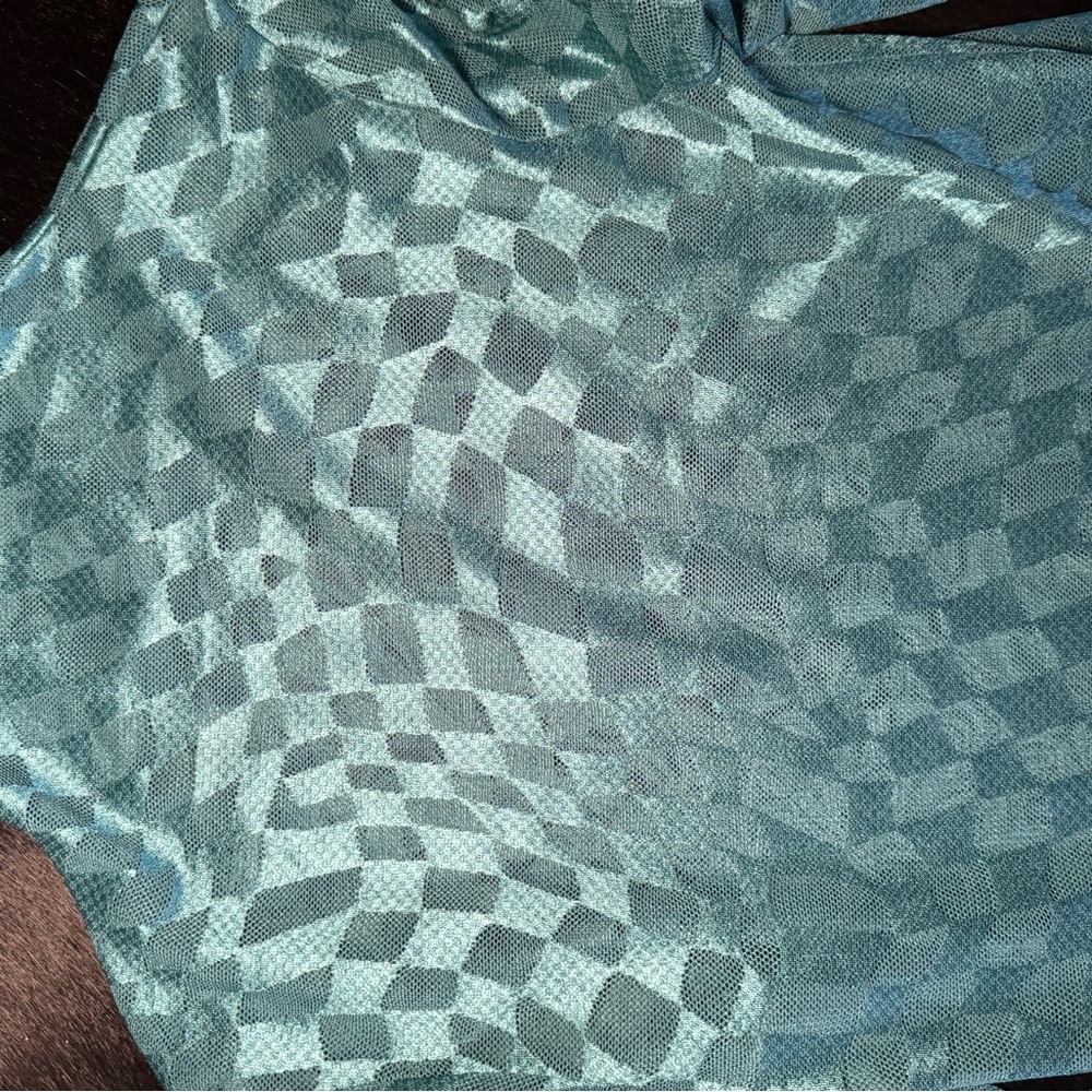 Collina Strada Turquoise Mesh Top - Picture 4 of 7